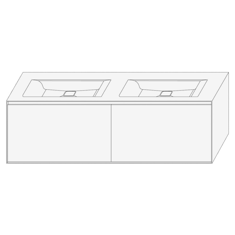 Élément inférieur DIVO
161,0 x 49,0 x 52,0 cm
2 éléments à chacune 1 tiroir
pour double lavabo intégré