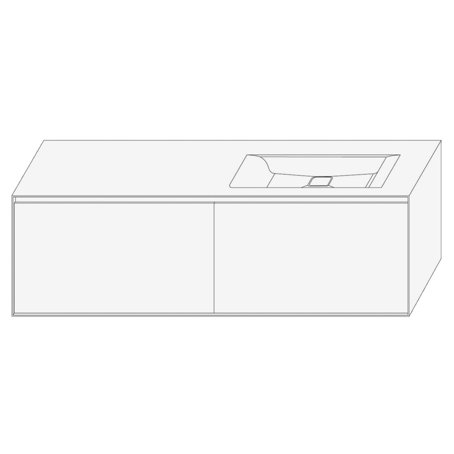 Élément inférieur DIVO
161,0 x 49,0 x 52,0 cm
2 éléments à chacune 1 tiroir
pour lavabo intégré à droite