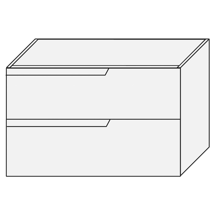 Élément inférieur PRESTIGE
CLASSIC, 90,0 x 48,0 x 50,0 cm
élément à 2 tiroirs
avec l'onglet à 45° des deux
côtés