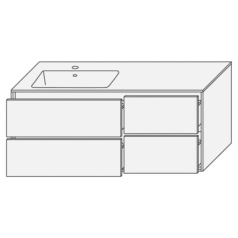 Combination de lavabo SET
PROGETTO
120,0 x 48,0 x 50,0 cm
lavabo Panarea CC inclus
lavabo à gauche, 2 éléments à
chacune 2 tiroirs