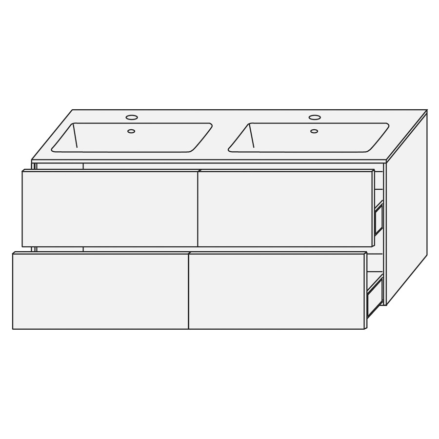 Combination de lavabo SET
PERFETTO
120,0 x 48,0 x 50,0 cm
lavabo double Panarea CC
inclus, 2 éléments à chacune
2 tiroirs