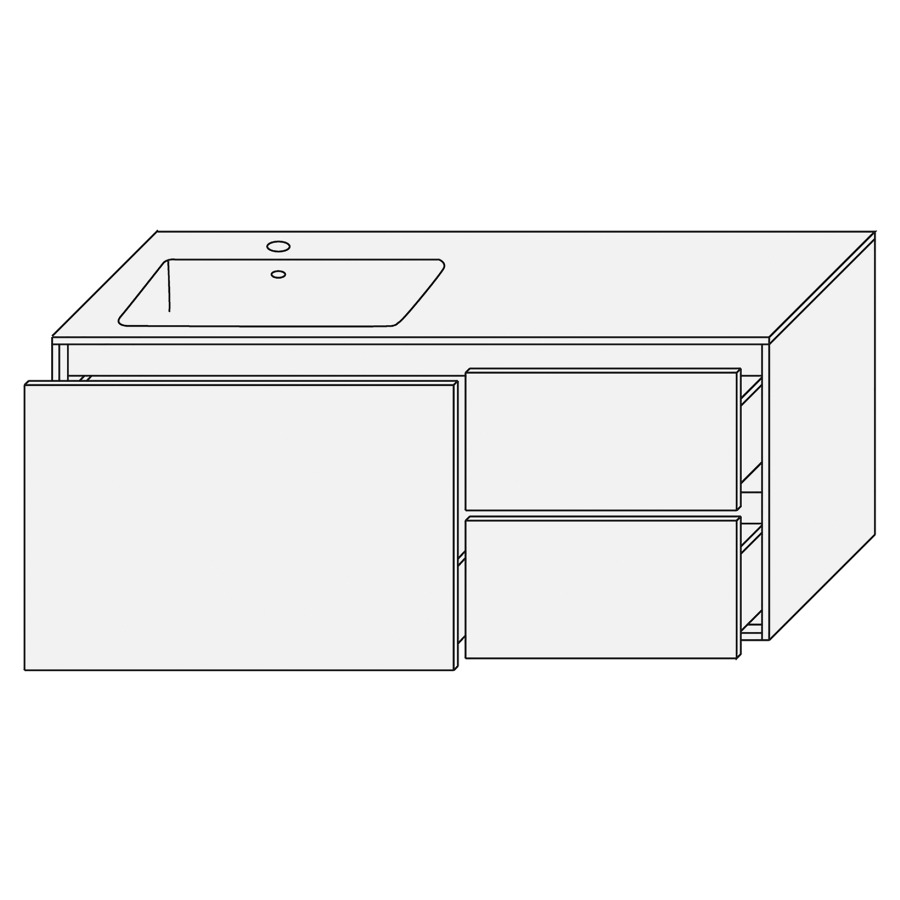 Combination de lavabo SET
PERFETTO
120,0 x 48,0 x 50,0 cm
lavabo Panarea CC inclus
lavabo à gauche, élément à
tiroir, élément à 2 tiroirs