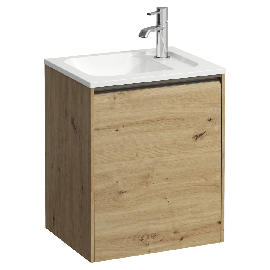 Combinaison de meuble MEDA
44 x 53 x 34 cm
armoire de tablette, 1 porte
charnière à droite, incl.
lavabo blanc mat, sans
trop-plein
