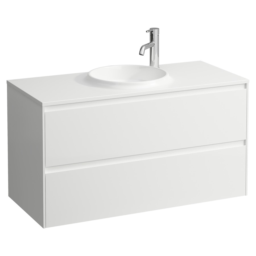 Combinaison de meuble LANI
97,5 x 54,9 x 44,5 cm
élément à 2 tiroirs, incl.
lavabo blanc mat, sans
trop-plein