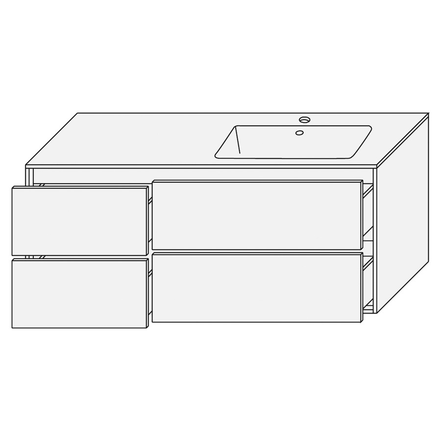 Combination de lavabo SET
PROGETTO
120,0 x 48,0 x 50,0 cm
lavabo Giglio mat inclus
lavabo à droite, 2 éléments à
chacune 2 tiroirs