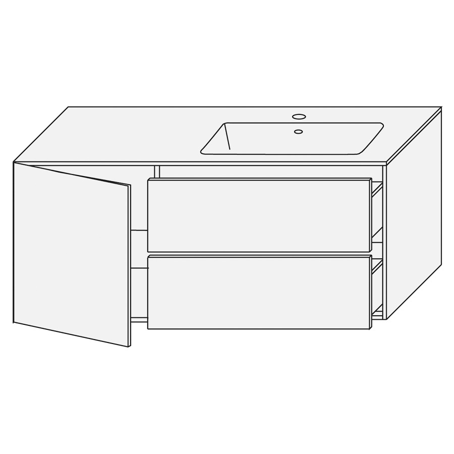 Combination de lavabo SET
PROGETTO
120,0 x 48,0 x 50,0 cm
lavabo Giglio mat inclus
lavabo à droite, armoire de
tablette 1 porte charnières à
gauche, élément à 2 tiroirs