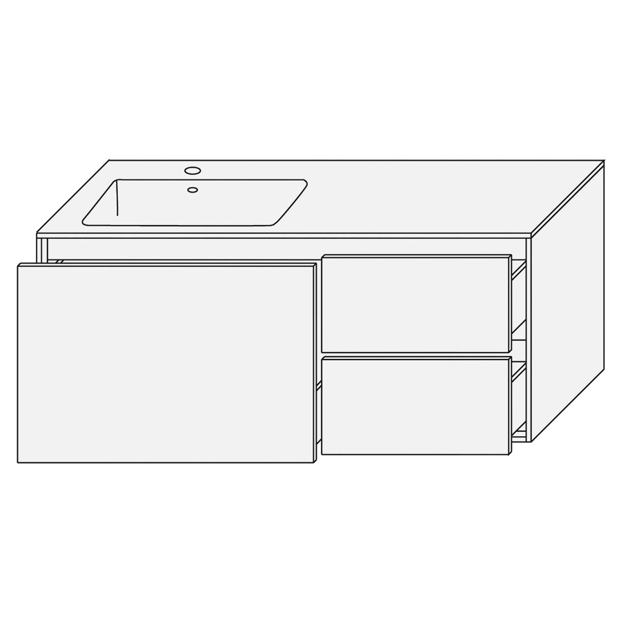Combination de lavabo SET
PROGETTO
120,0 x 48,0 x 50,0 cm
lavabo Giglio mat inclus
lavabo à gauche, élément à
tiroir, élément à 2 tiroirs