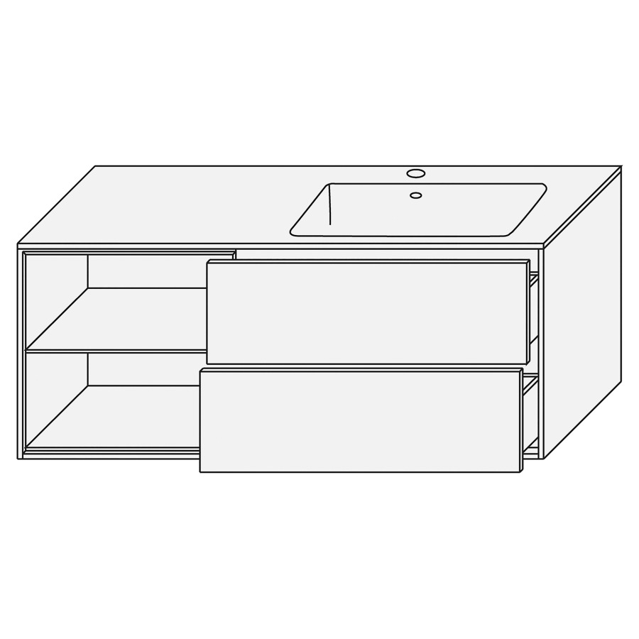 Combination de lavabo SET
PROGETTO
120,0 x 48,0 x 50,0 cm
lavabo Giglio mat inclus
lavabo à droite, niche ouverte
élément à 2 tiroirs