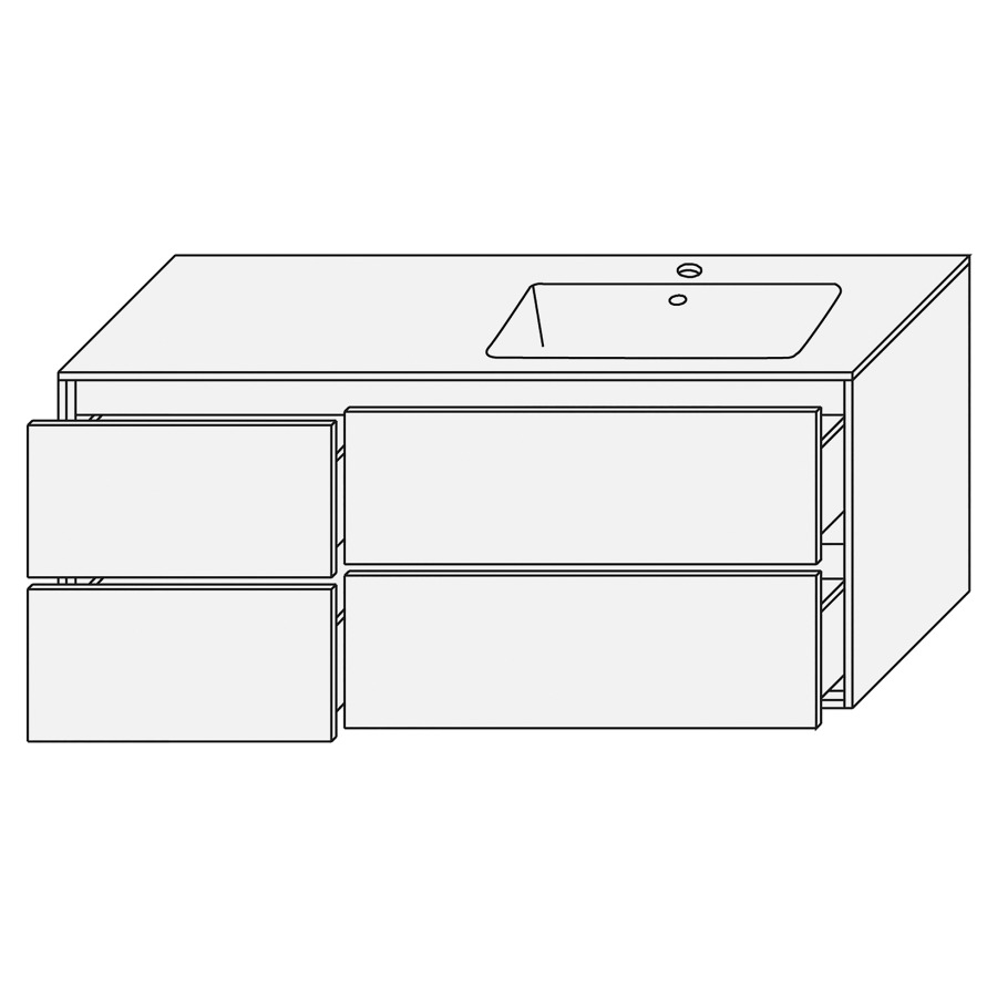 Combination de lavabo SET
PERFETTO
120,0 x 48,0 x 50,0 cm
lavabo Giglio mat inclus
lavabo à droite, 2 éléments à
chacune 2 tiroirs