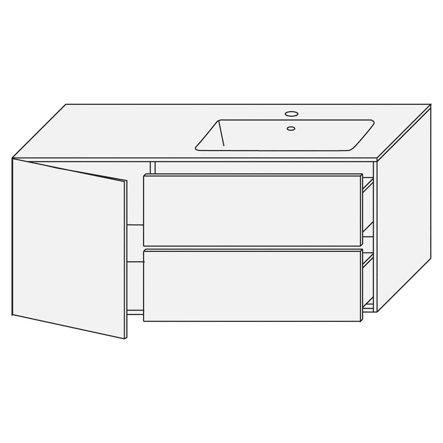 Combination de lavabo SET
PROGETTO
120,0 x 48,0 x 50,0 cm
lavabo Giglio brillant inclus
lavabo à droite, armoire de
tablette 1 porte charnières à
gauche, élément à 2 tiroirs