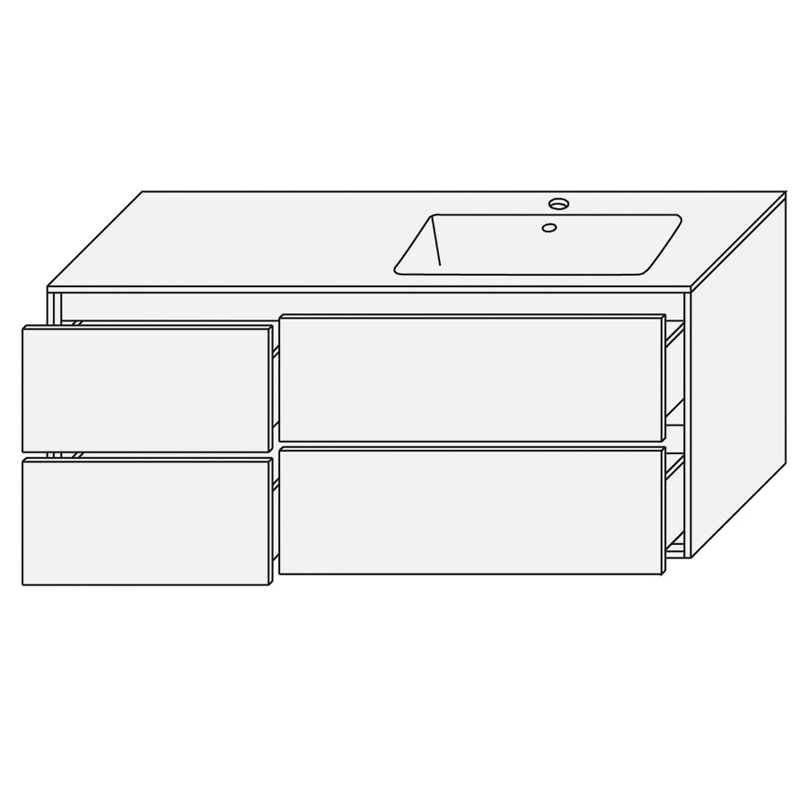 Combination de lavabo SET
PERFETTO
120,0 x 48,0 x 50,0 cm
lavabo Giglio brillant inclus
lavabo à droite, 2 éléments à
chacune 2 tiroirs
