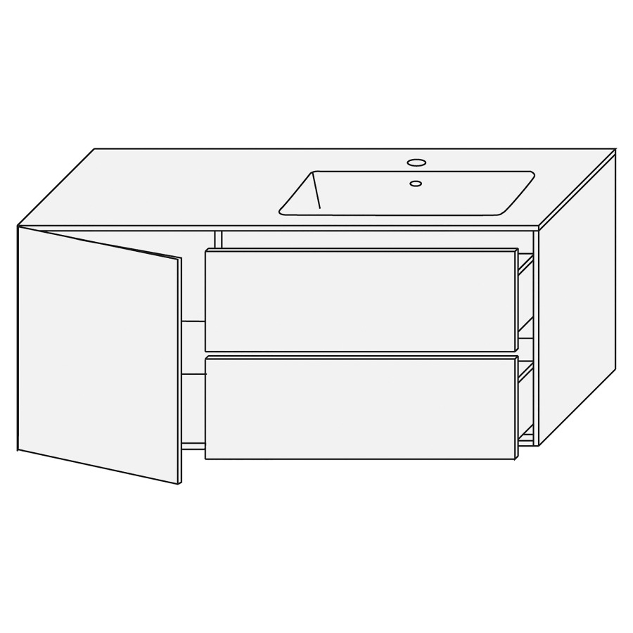 Combination de lavabo SET
PERFETTO
120,0 x 48,0 x 50,0 cm
lavabo Giglio brillant inclus
lavabo à droite, armoire de
tablette 1 porte charnières à
gauche, élément à 2 tiroirs