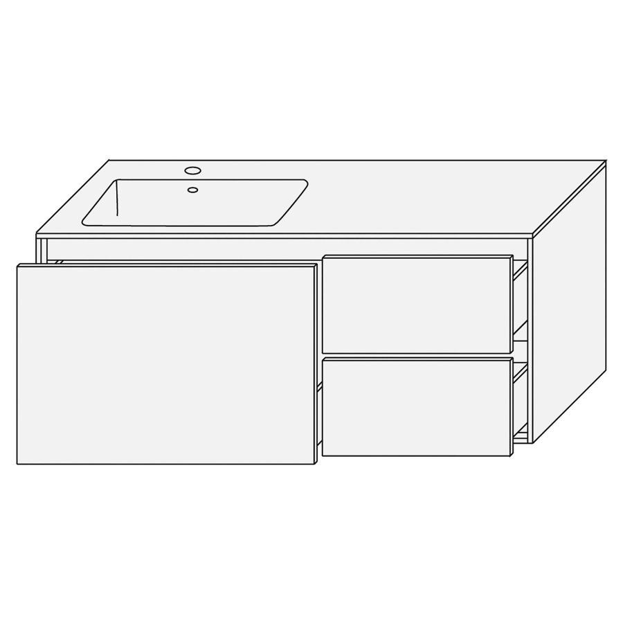 Combination de lavabo SET
PERFETTO
120,0 x 48,0 x 50,0 cm
lavabo Giglio brillant inclus
lavabo à gauche, élément à
tiroir, élément à 2 tiroirs