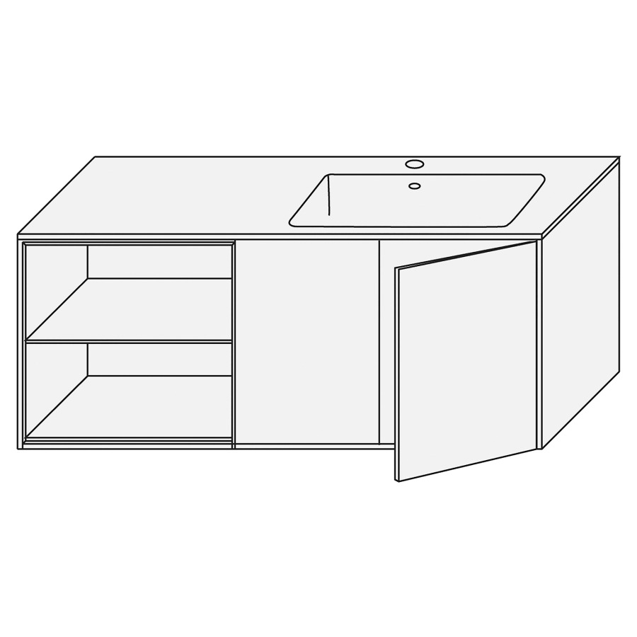 Combination de lavabo SET
PERFETTO
120,0 x 48,0 x 50,0 cm
lavabo Giglio brillant inclus
lavabo à droite, niche ouverte
armoire de tablette 2 portes