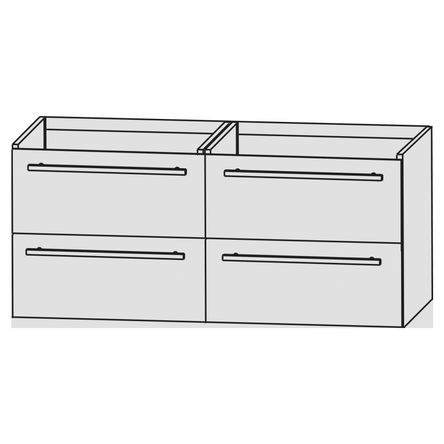 Élément inférieur CONNECT AIR
120,0 x 48,0 x 42,0 cm
2 éléments à chacun 2 tiroirs
pour lavabo Connect Air
124 cm