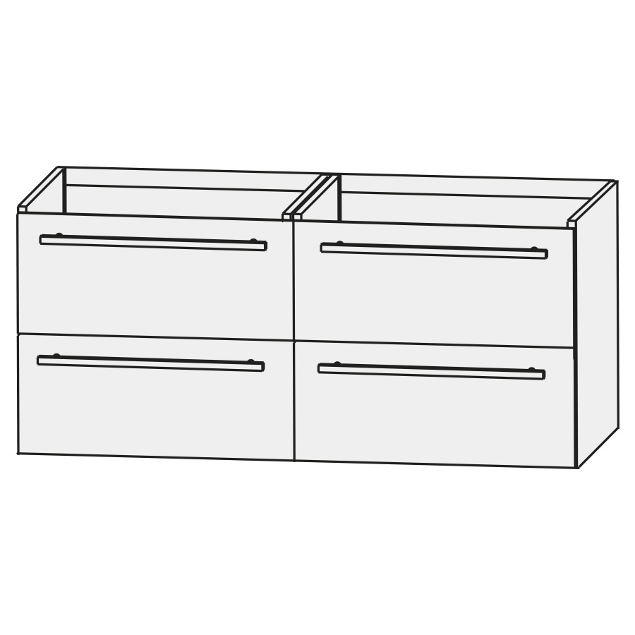 Élément inférieur SUBWAY 2.0
120,0 x 49,0 x 42,3 cm
2 éléments à chacun 2 tiroirs
pour lavabo double Subway 2.0
214 315