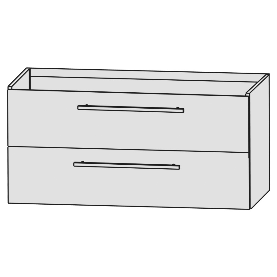 Élément inférieur D-CODE
115,0 x 49,0 x 42,3 cm
élément à 2 tiroirs
pour lavabo double D-Code
214 050