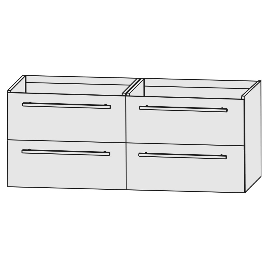Élément inférieur ZERO
120,0 x 48,5 x 46,0 cm
2 éléments à chacun 2 tiroirs
pour lavabo double 120 cm