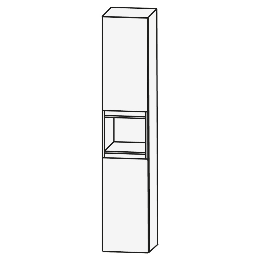 Armoire haute CONCEPT LINE
30 x 163 x 30 cm, armoire de
tablette, 2 portes, charnières
à gauche, 2 tablettes
niche ouverte, barrepoignée
en couleur corpus