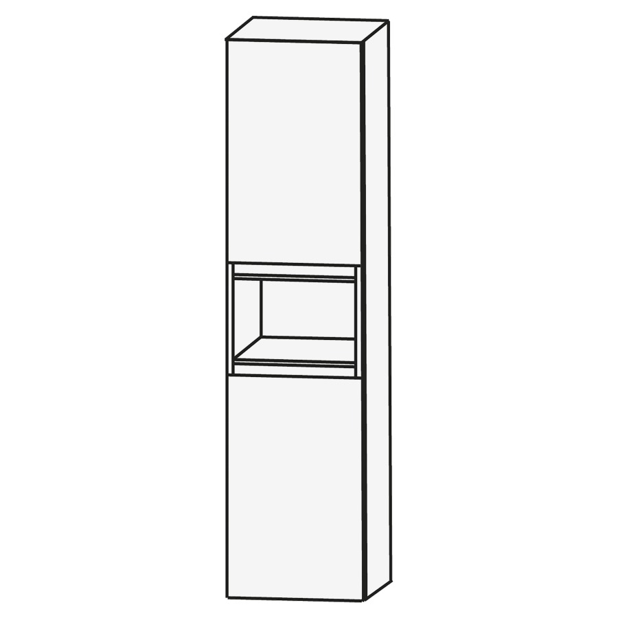 Armoire haute CONCEPT LINE
40 x 163 x 30 cm, armoire de
tablette, 2 portes, charnières
à droite, 2 tablettes
niche ouverte, barrepoignée
en couleur corpus