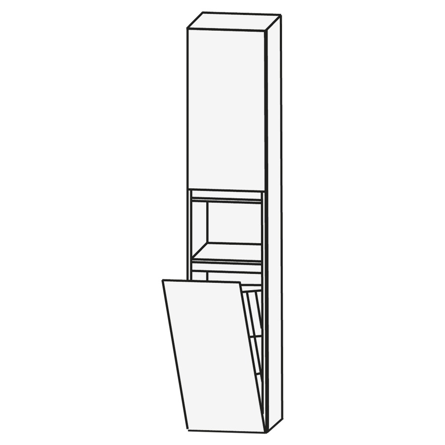 Armoire haute CONCEPT LINE
30 x 163 x 30 cm, armoire de
tablette, 1 porte, charnières
à gauche, 1 tablette
niche ouverte, 1 bascule à
linge, barrepoignée en couleur
corpus