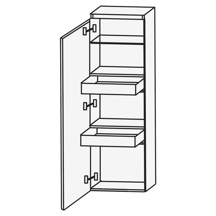 Armoire moyen CONCEPT LINE
40 x 131 x 30 cm, armoire de
tablette, 1 porte, charnières
à gauche, 1 tablette
2 tiroirs intérieurs
barrepoignée en couleur corpus