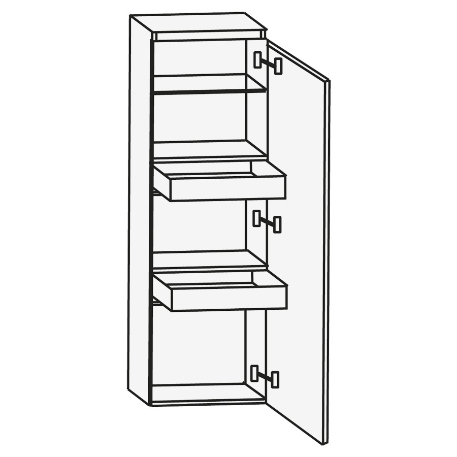 Armoire moyen CONCEPT LINE
40 x 131 x 30 cm, armoire de
tablette, 1 porte, charnières
à droite, 1 tablette
2 tiroirs intérieurs
barrepoignée en couleur corpus