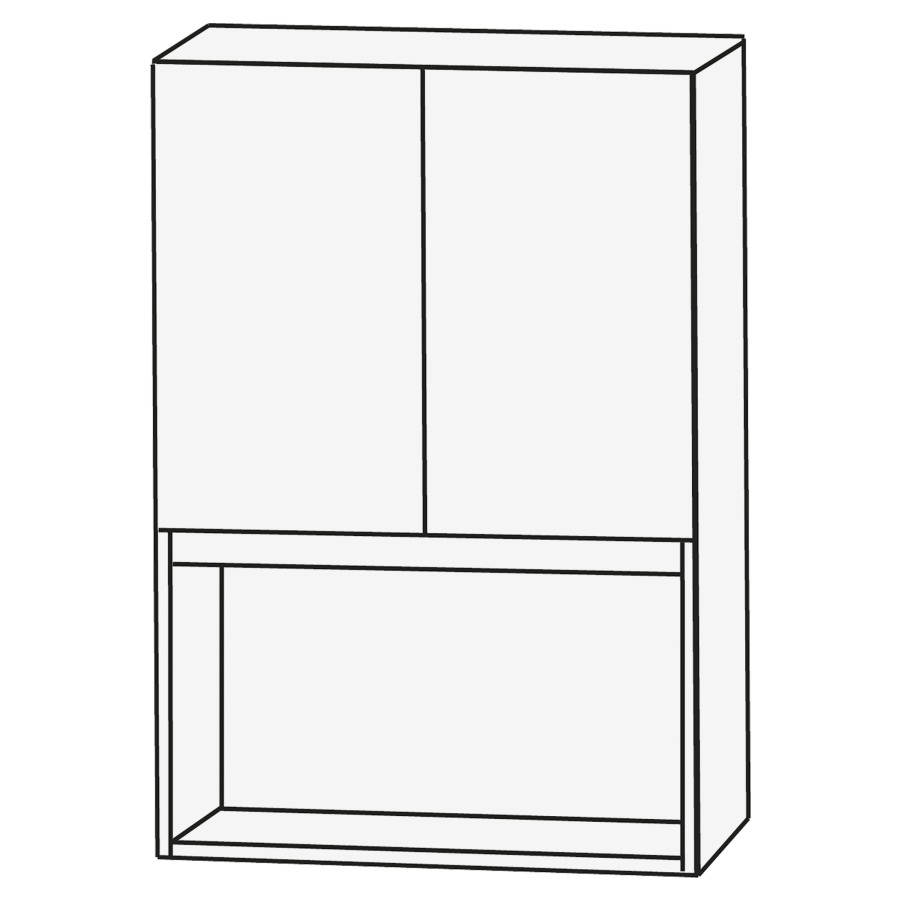 Armoire mi-haute CONCEPT LINE
60 x 83 x 30 cm
armoire de tablette, 2 portes
1 tablette, niche ouverte en
bas, barrepoignée en couleur
corpus