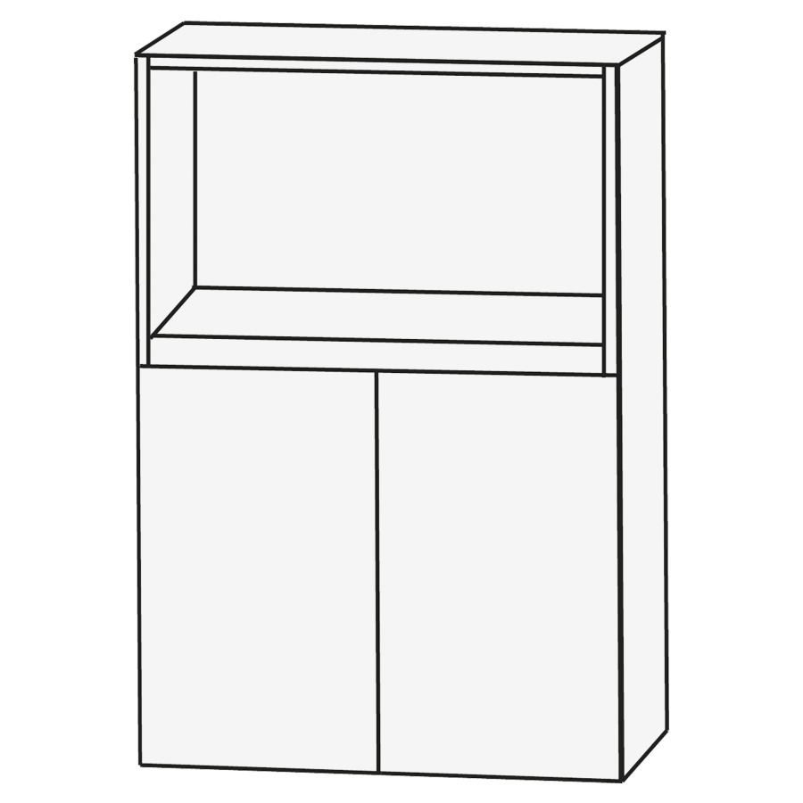 Armoire mi-haute CONCEPT LINE
60 x 83 x 30 cm
armoire de tablette, 2 portes
1 tablette, niche ouverte en
haut, barrepoignée en couleur
corpus