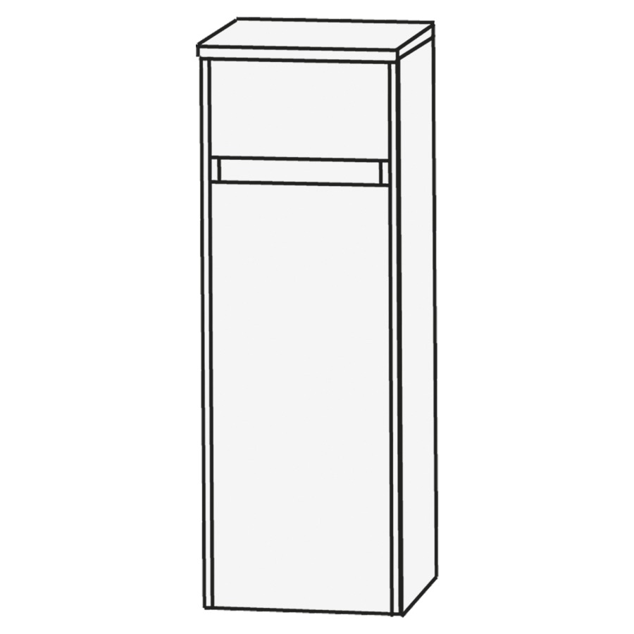 Armoire mi-haute HIGH LINE
42,5 x 84 x 32,2 cm
1 tiroir, armoire de tablette,
1 porte, charnières à gauche
1 tablette