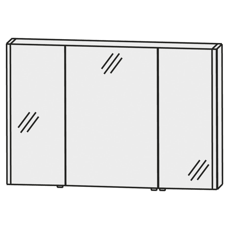 Armoire de toilette CONCEPT
LINE LIFE PLUS
120 x 80 x 15 cm
3 portes à double miroir
1 élément interrupteur-prise
2 profils d'éclairage LED
capteur pour éclairage Emotion
2x 12,4 W/convertisseur 60 W