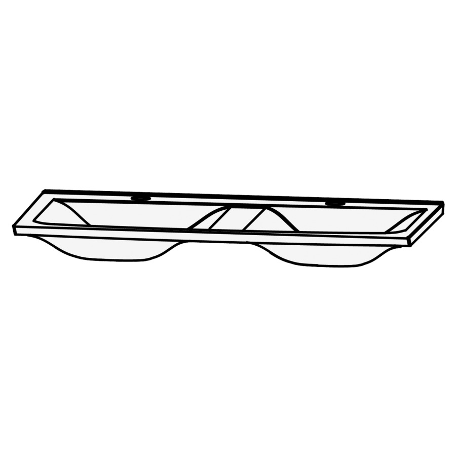 Lavabo double CONCEPT LINE
120,6 x 52,7 cm, stoneplus
système d'écoulement et de
trop-plein y compris, pour
montage sur base de lavabo