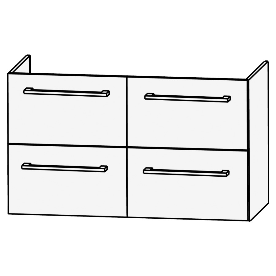 Elém. inférieur CONCEPT LINE
FEO, 120,0 x 64,0 x 47,0 cm
2 éléments à chacun 2 tiroirs
pour lavabo double
259 392/393 et 259 400