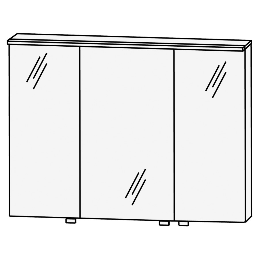 Armoire de toilette CONCEPT
LINE FEO
100,0 x 81,6 x 15,0 cm
3 portes à double miroir
(29,6/39,6/29,6), 1 élément
interrupteur-prise, Fond de
corniche avec LED-éclairage
15,11 watts, capteur Commande
de lumière chaude/froide avec
3 niveaux de gradation
convertisseur 30 W