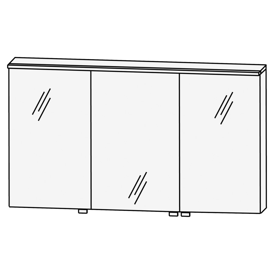Armoire de toilette CONCEPT
LINE FEO
120,0 x 81,6 x 15,0 cm
3 portes à double miroir
(38,8/41,2/38,8), 1 élément
interrupteur-prise, Fond de
corniche avec LED-éclairage
18,2 watts, capteur Commande
de lumière chaude/froide avec
3 niveaux de gradation
convertisseur 30 W