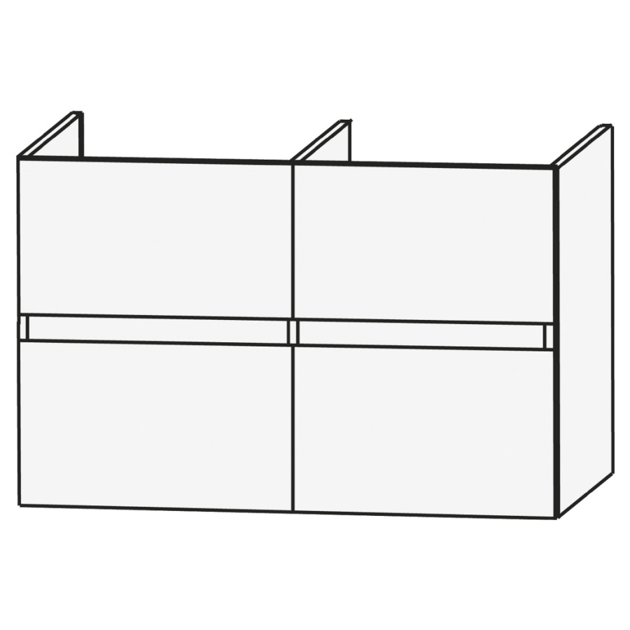 Elém. inférieur CONCEPT LINE
BEA, 120,0 x 68,0 x 47,0 cm
2 éléments à chacun 2 tiroirs
barre-poignée en couleur
corpus, pour lavabo double
259 392/393 et 259 400