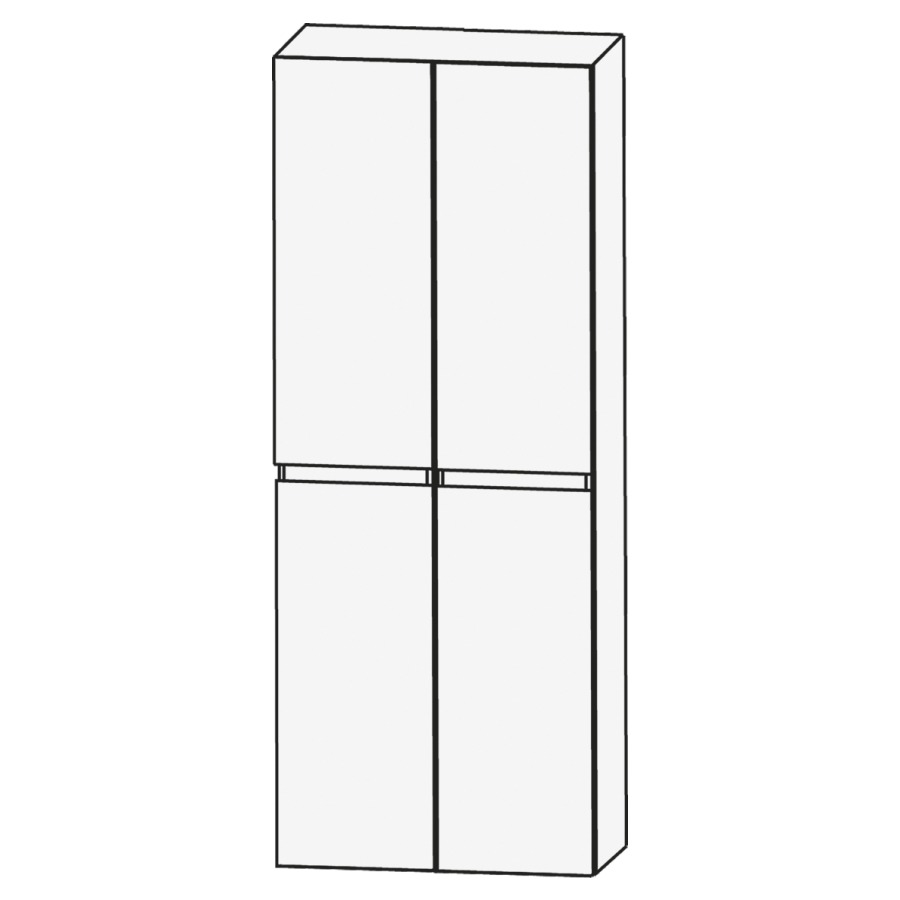 Armoire haute CONCEPT LINE
60 x 163 x 30 cm, armoire de
tablette, 4 portes
4 tablettes, barre- poignée en
couleur corpus