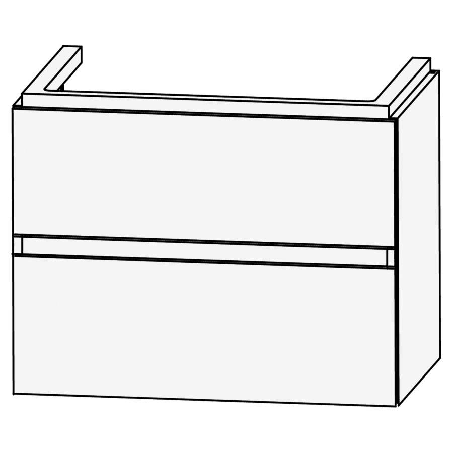 Élément inférieur ICON
60 x 54,1 x 44,5 cm
élément à 2 tiroirs, pour
lavabo ICon 211 556
couleurs par collection