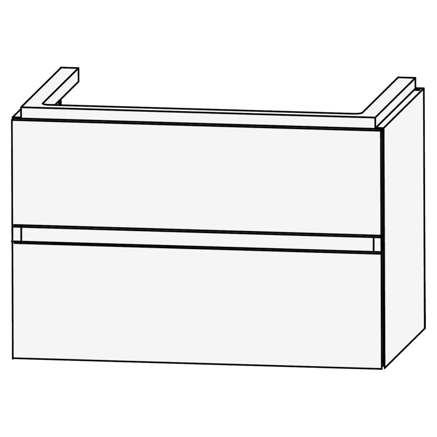Élément inférieur ICON
90 x 54,1 x 44,5 cm
élément à 2 tiroirs, pour
lavabo ICon 211 558
couleurs par collection
