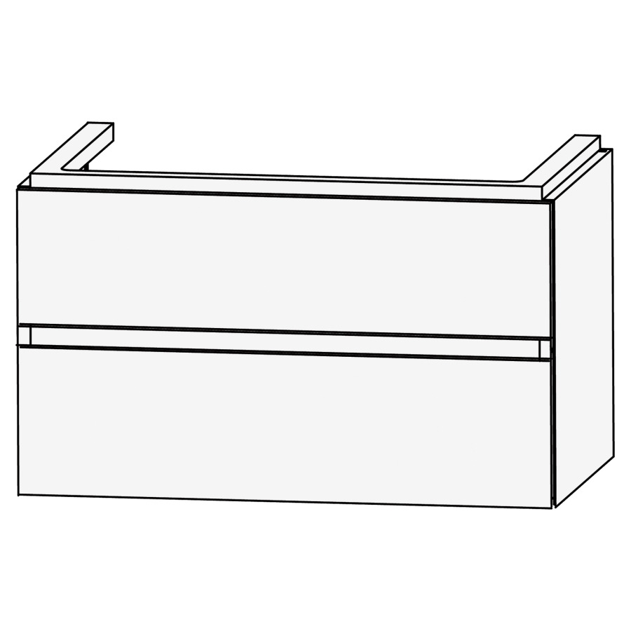 Élément inférieur ICON
120 x 54,1 x 44,5 cm
élément à 2 tiroirs, pour
lavabo ICon 211 563
couleurs par collection