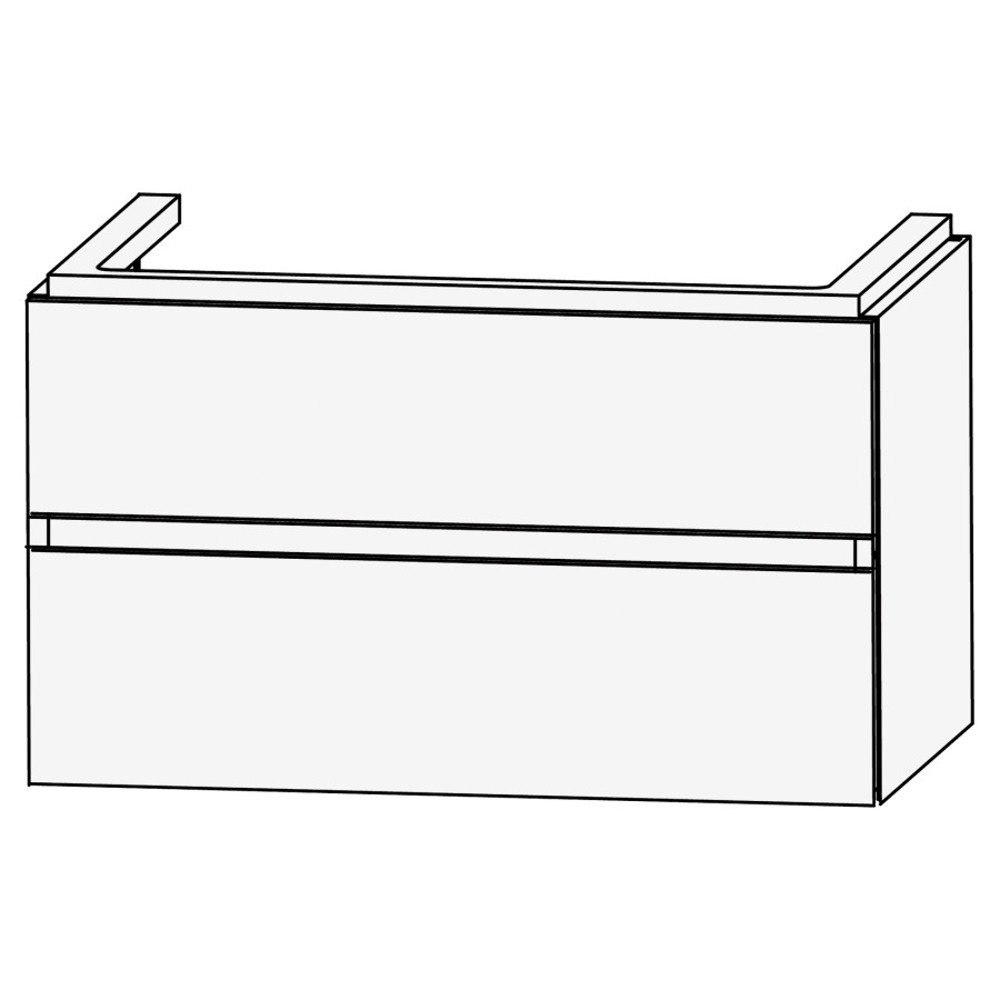 Élément inférieur ICON
120 x 54,1 x 44,5 cm
élément à 2 tiroirs, pour
lavabo double ICon 214 204
couleurs par collection