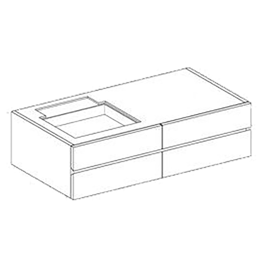 Armoire inférieure LOLA NEW
140,0 x 51,0 x 51,0 cm
2 éléments à chacune 2 tiroirs
pour lavabo avec vasque à
gauche