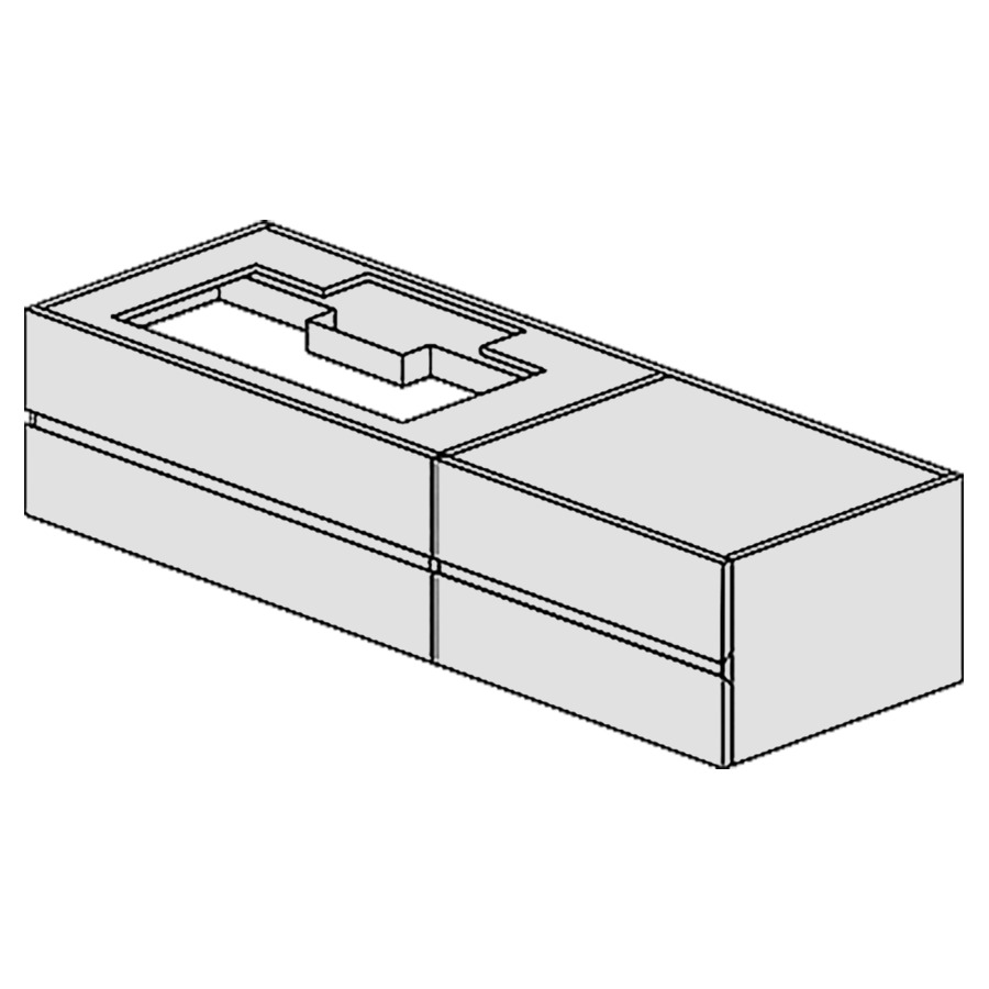 Armoire inférieure LOLA NEW
120,0 x 51,0 x 51,0 cm
2 éléments à chacune 2 tiroirs
pour lavabo avec vasque à
gauche