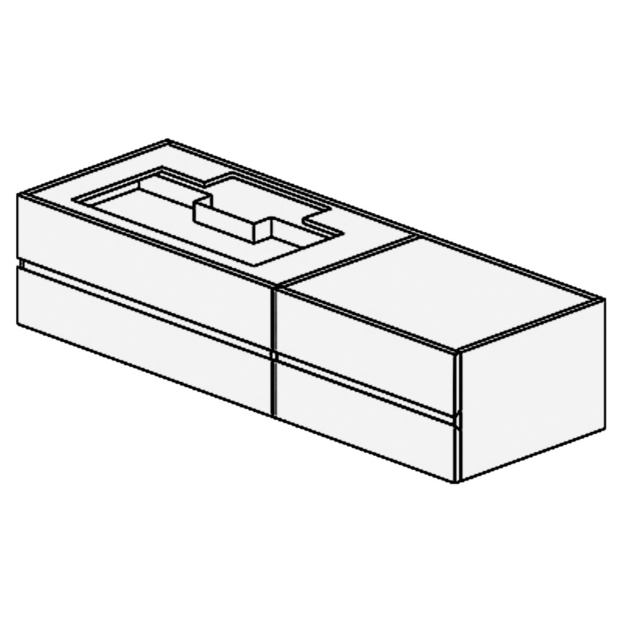 Armoire inférieure LOLA NEW
140,0 x 51,0 x 51,0 cm
2 éléments à chacun 2 tiroirs
pour lavabo avec vasque à
gauche
