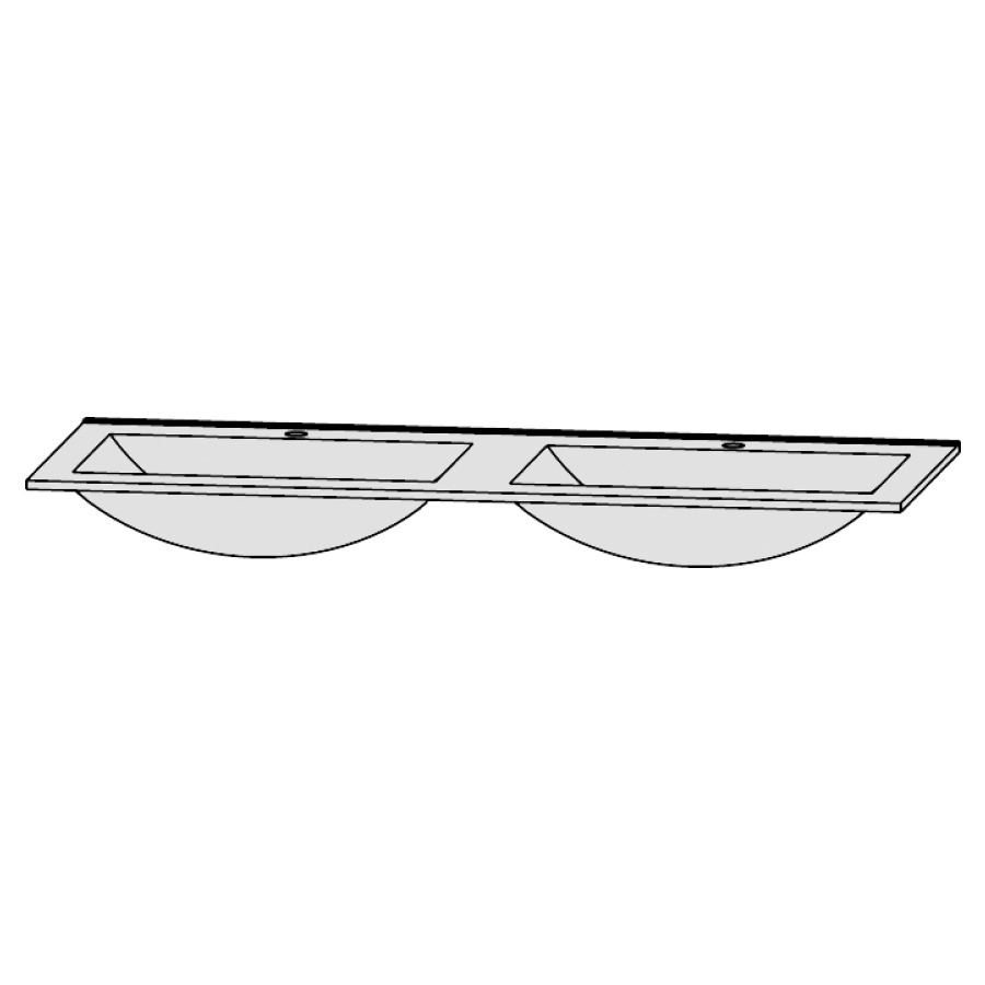 Lavabo double LAGUNA LIFE PLUS
pour salle de bain
120,4 x 50 cm, verre
système d'écoulement et de
trop-plein y compris