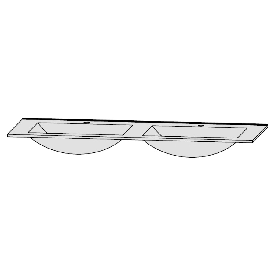 Lavabo double LAGUNA LIFE PLUS
pour salle de bain
141,2 x 50 cm, verre
système d'écoulement et de
trop-plein y compris