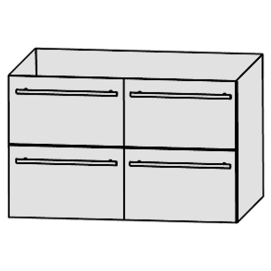 Elém. inférieur LAGUNA LIFE
PLUS pour salle de bain
120 x 56 x 47 cm
pour lavabo double Life Plus
120,4 cm, élément à 4 tiroirs
