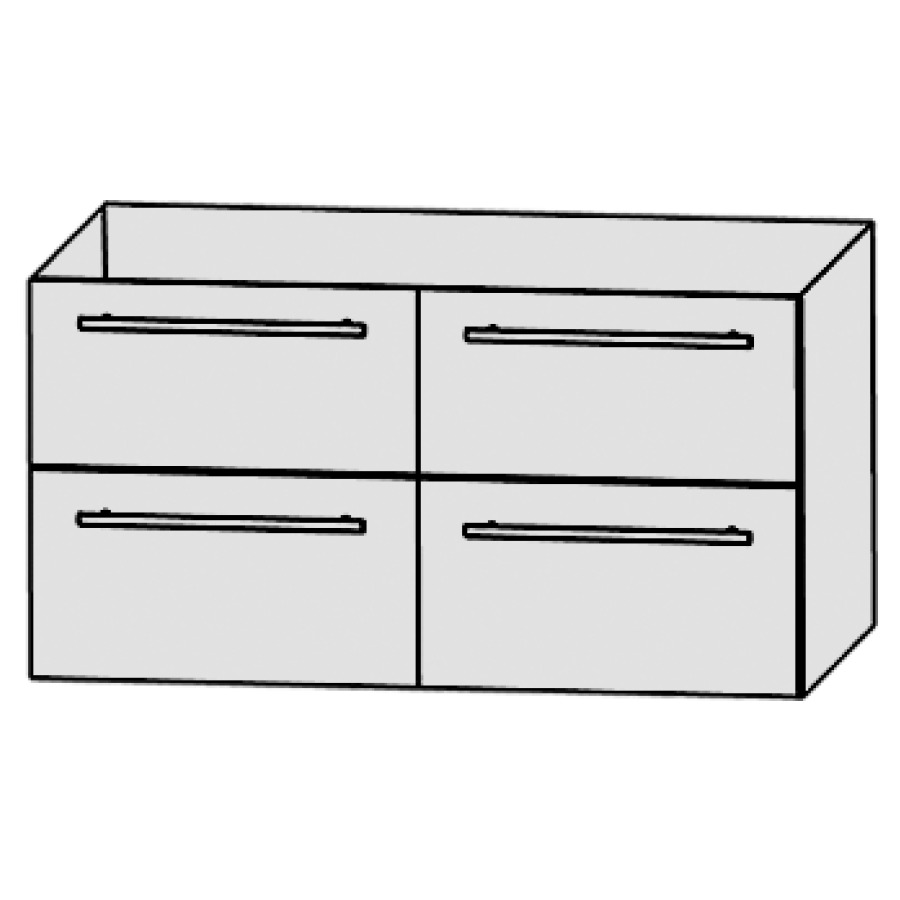 Elém. inférieur LAGUNA LIFE
PLUS pour salle de bain
140 x 56 x 47 cm
pour lavabo double Life Plus
141,2 cm, élément à 4 tiroirs