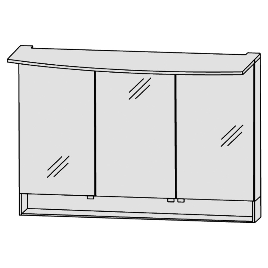Arm. de toilette LAGUNA WINGS
pour salle de bain
120 x 81 x 16 cm
3 portes à double miroir
porte au milieu charnières à
gauche, 1 élément interrupteur
prise, 1 éclairage LED de
surface 17,8 W/convertisseur
30 W, capteur pour éclairage
Emotion compartiment de
rangement éclairé 5,5 W, IP20
