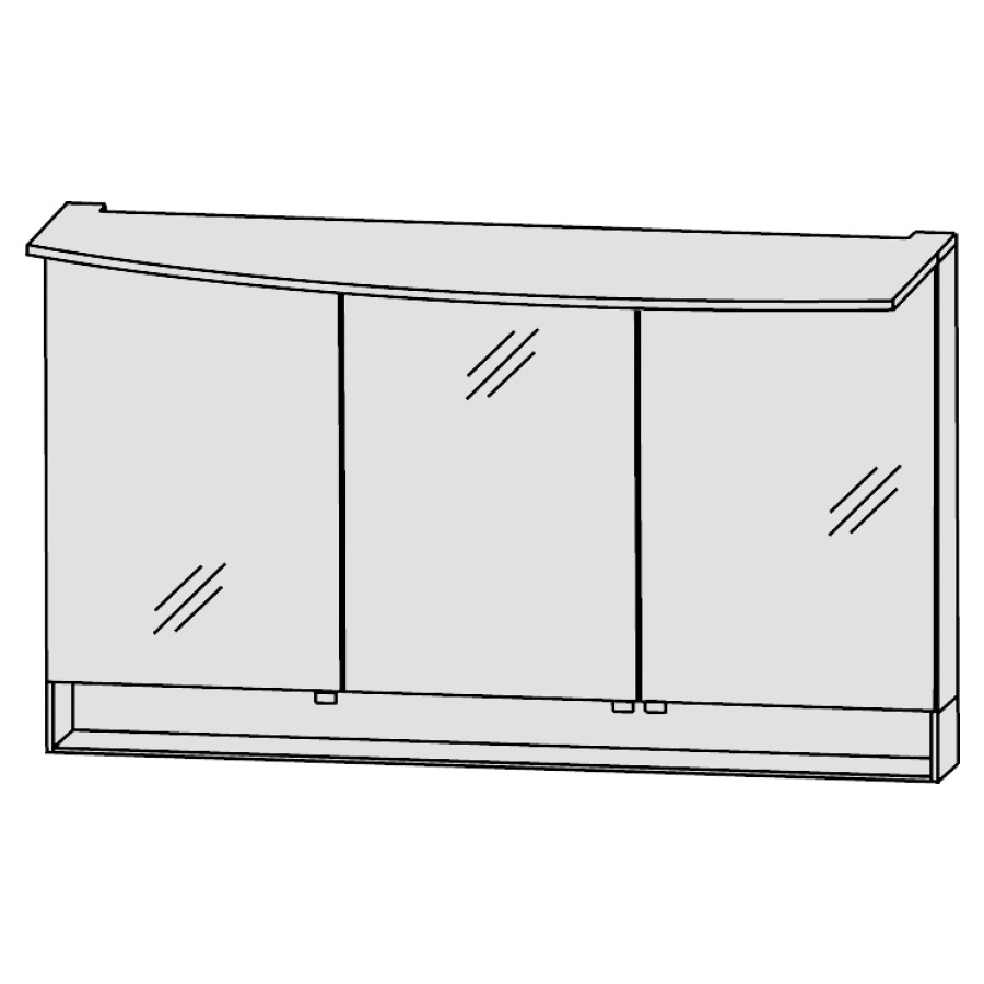 Arm. de toilette LAGUNA WINGS
pour salle de bain
140 x 81 x 16 cm
3 portes à double miroir
porte au milieu charnières à
gauche, 1 élément interrupteur
prise, 1 éclairage LED de
surface 20,9 W/convertisseur
30 W, capteur pour éclairage
Emotion compartiment de
rangement éclairé 6,5 W, IP20